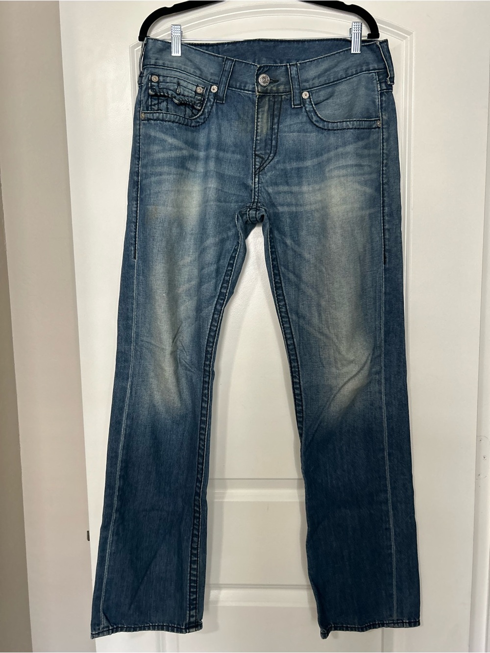 True Religion Men's Bootcut Jeans in Washed Blue